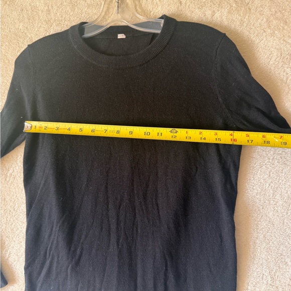 Lululemon BringIt Back Bend Sweater Cashmere Cotton Pullover Wrap Open Top Black - Picture 15 of 16